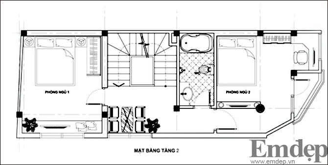 Xây nhà phố 2 tầng rưỡi hiện đại chi phí 480 triệu đồng