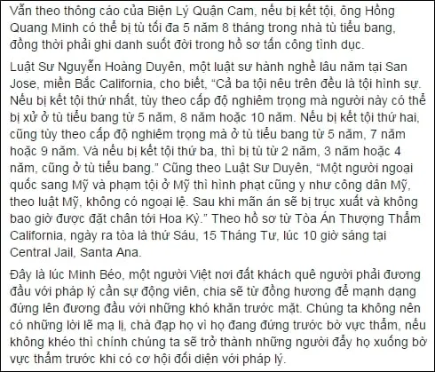 Minh Béo bị cảnh sát Mỹ 