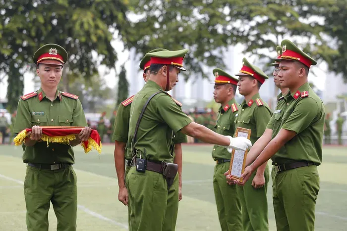 Các phần thi nghi lễ Công an nhân dân được thực hiện đúng yêu cầu, quy định đề ra