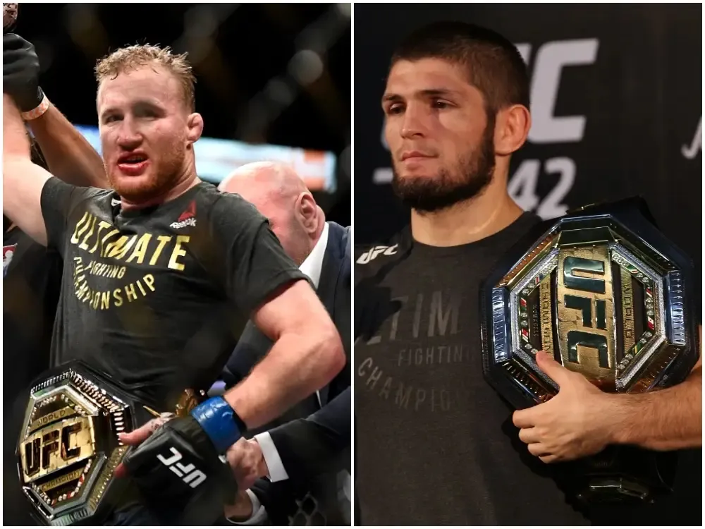 Khabib Nurmagomedov tuyên bố sẽ dìm chết Justin Gaethje (trái).