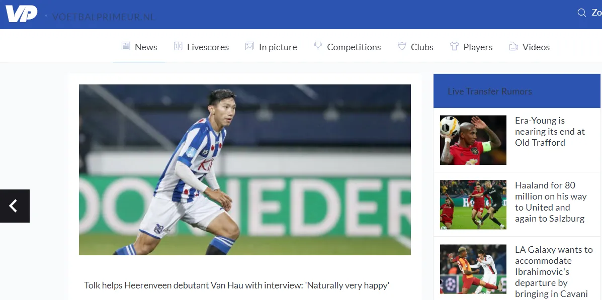 Báo Hà Lan nói 1 điều đặc biệt về màn ra mắt của Đoàn Văn Hậu ở Heerenveen - Bóng Đá