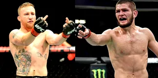 Justin Gaethje (trái) phát biểu đầy tự tin trước cuộc chạm trán với Khabib Nurmagomedov.