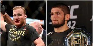 Khabib Nurmagomedov tuyên bố sẽ dìm chết Justin Gaethje (trái).