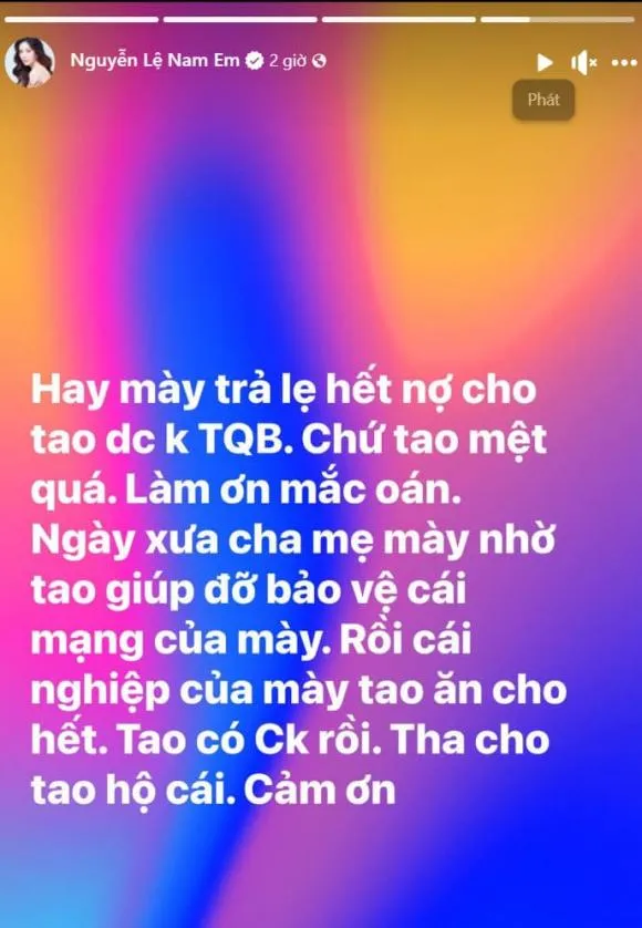 Nam Em gây chú ý khi đăng đàn cực gắt đòi nợ một tài khoản.
