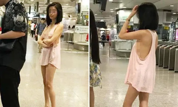 Cô gái không mặc nội y nhưng vẫn thản nhiên đến nơi công cộng.