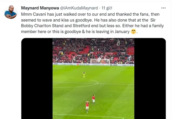 Was Edinson Cavani saying goodbye? Manchester United fans fear the Uruguayan striker is set to leave the club in January  - Bóng Đá