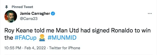 Man Utd: Jamie Carragher's Cristiano Ronaldo tweet after they lose to Middlesbrough - Bóng Đá