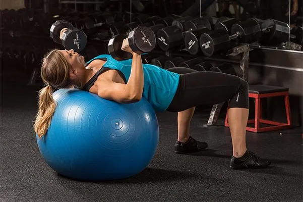 Dumbbell Bench Press on Swiss Ball