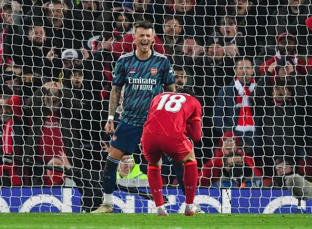 Liverpool fans mock Ben White after Diogo Jota ends Arsenal's Wembley dream - Bóng Đá