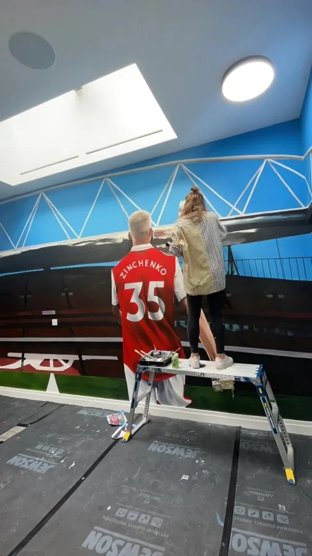 Inside Oleksandr Zinchenko’s Arsenal-themed home gym with incredible mural of defender at the Emirates - Bóng Đá