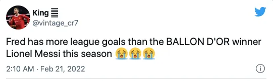 Manchester United fans can't believe Fred has scored more league goals than Lionel Messi - Bóng Đá