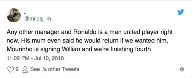 Ronaldo đến Juve, NHM Man Utd đổ lỗi cho Mourinho - Bóng Đá