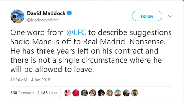 Mane đồng ý gia nhập Real Madrid, phía Liverpool đáp trả - Bóng Đá