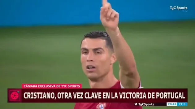 A camera picked up Cristiano Ronaldo's reaction to the goal being given to Bruno Fernandes - Bóng Đá