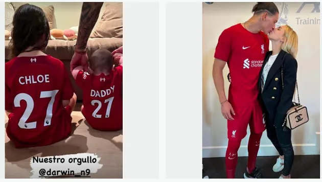 Darwin Nunez's kids sport new Liverpool signing's shirt in heartwarming snap - Bóng Đá