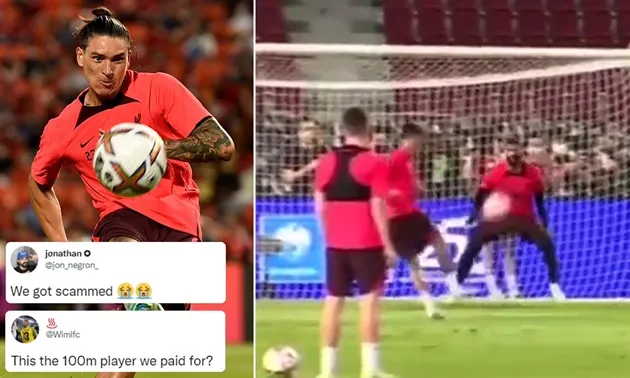 Darwin Nunez savagely trolled as ‘modern day Andy Carroll’ after shocking shot in Uruguay training goes viral - Bóng Đá