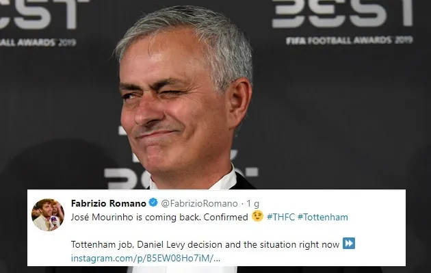 BREAKING: Tottenham and Jose Mourinho have reached an agreement for him to become the club’s next manager (Fabrizio Romano) - Bóng Đá