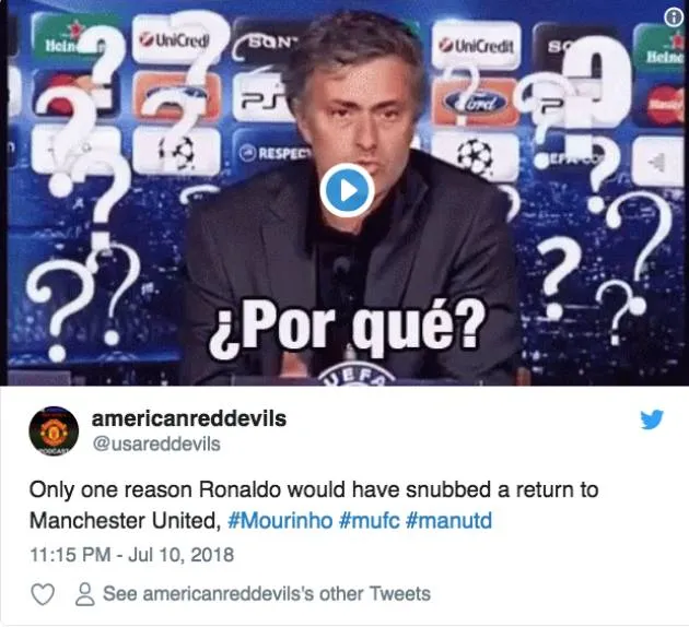 Ronaldo đến Juve, NHM Man Utd đổ lỗi cho Mourinho - Bóng Đá