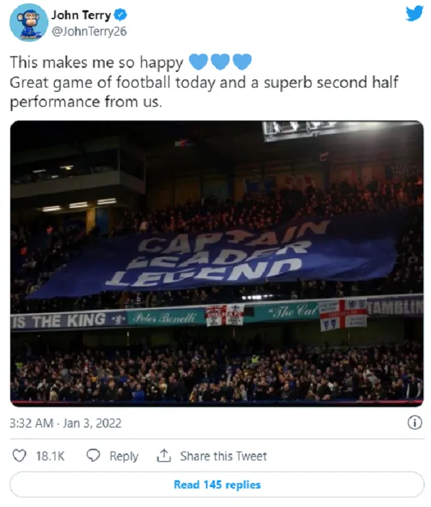 ‘SUPERB’: JOHN TERRY SENDS 13-WORD TWEET ON CHELSEA AND LIVERPOOL DRAW - Bóng Đá