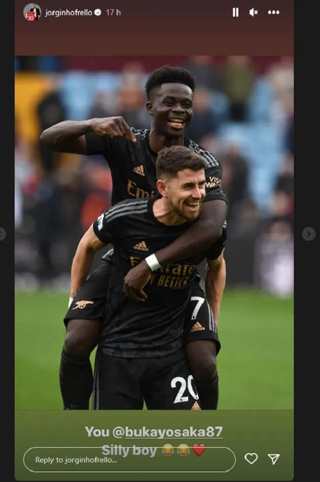 What Jorginho said to Bukayo Saka after Aston Villa win as Arsenal respond to Man City defeat - Bóng Đá