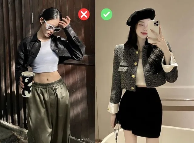 Mặc dù những chiếc áo khoác siêu ngắn hot nhưng áo croptop là món đồ bạn cần cân nhắc kỹ lưỡng. 