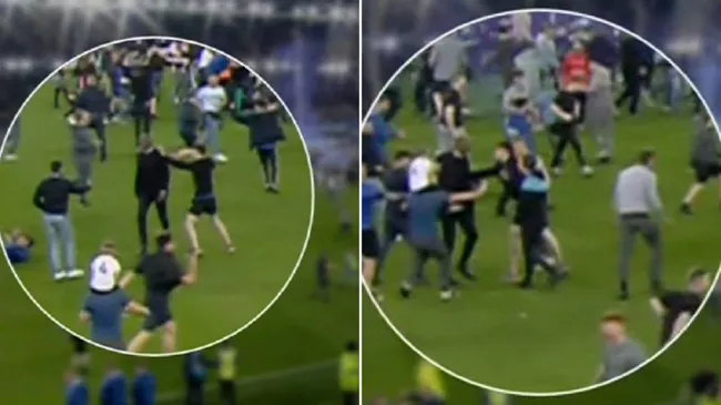 Patrick Vieira kicks Everton fan to the ground during pitch invasion at Goodison Park - Bóng Đá