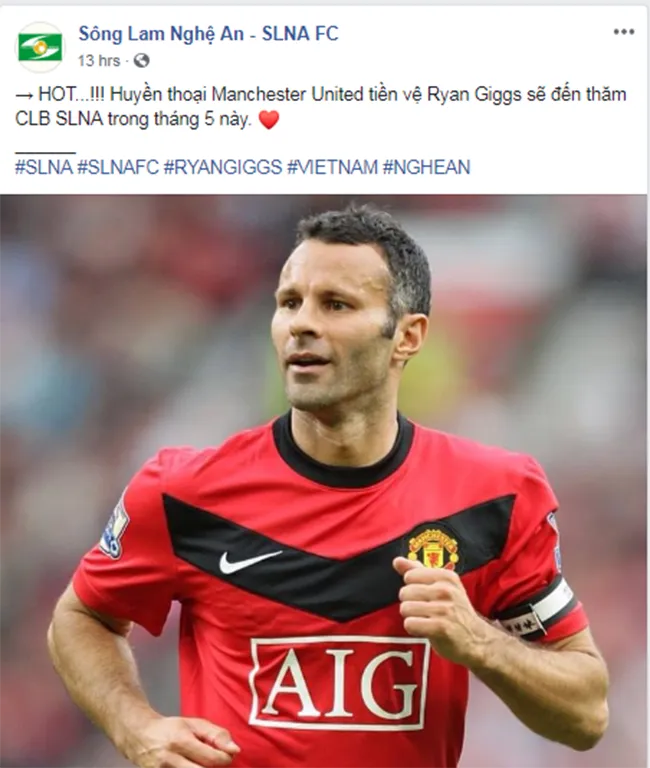 NÓNG: Huyền thoại Man Utd Ryan Giggs sắp trở lại Việt Nam, ghé thăm SLNA - Bóng Đá