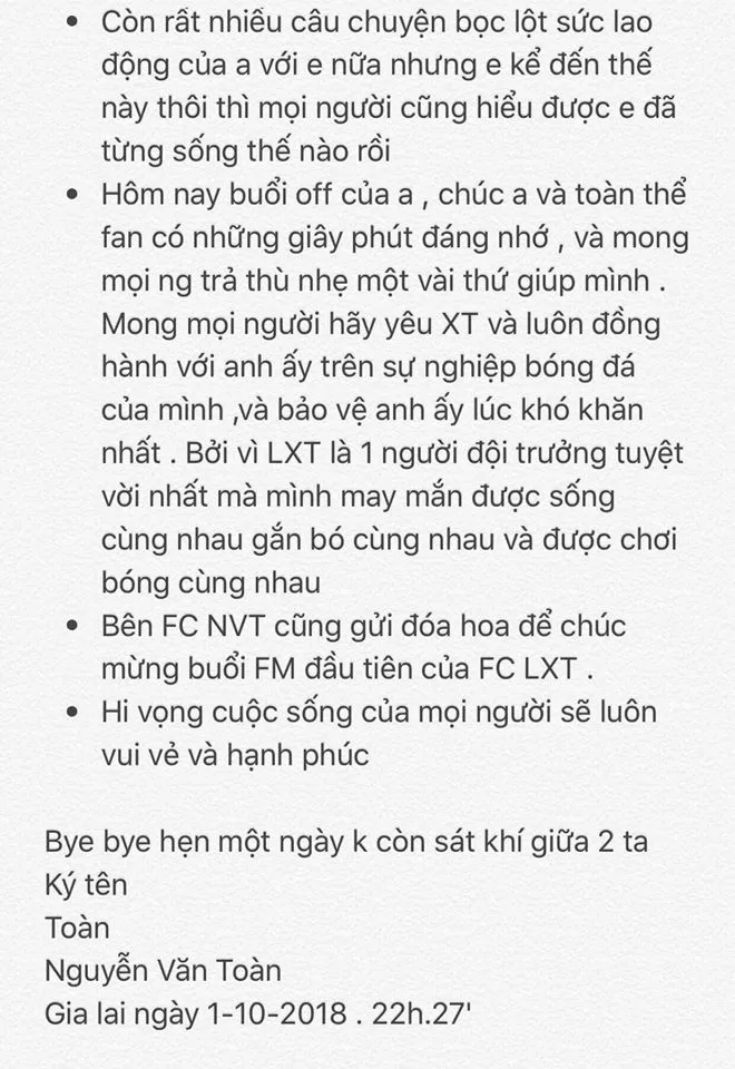 Sinh nhật Văn Toàn, Xuân Trường tiết lộ tâm thư 