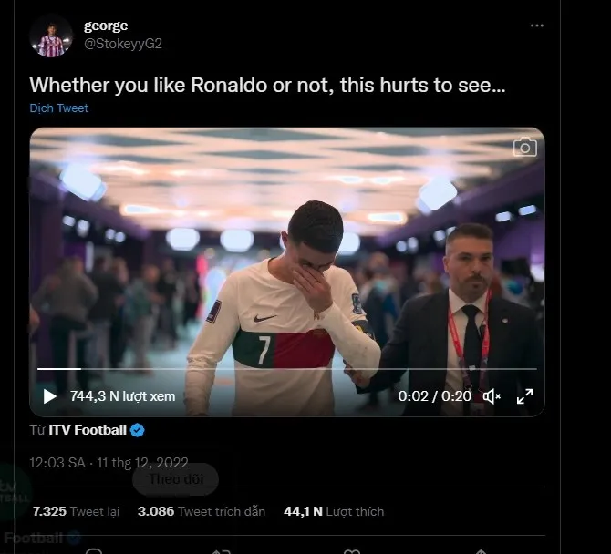 Hàng trăm nghìn người chia sẻ cảnh phim Ronaldo khóc trong đường hầm - Bóng Đá