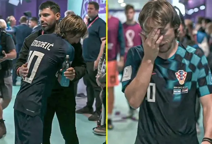 Aguero an ủi Modric - Bóng Đá