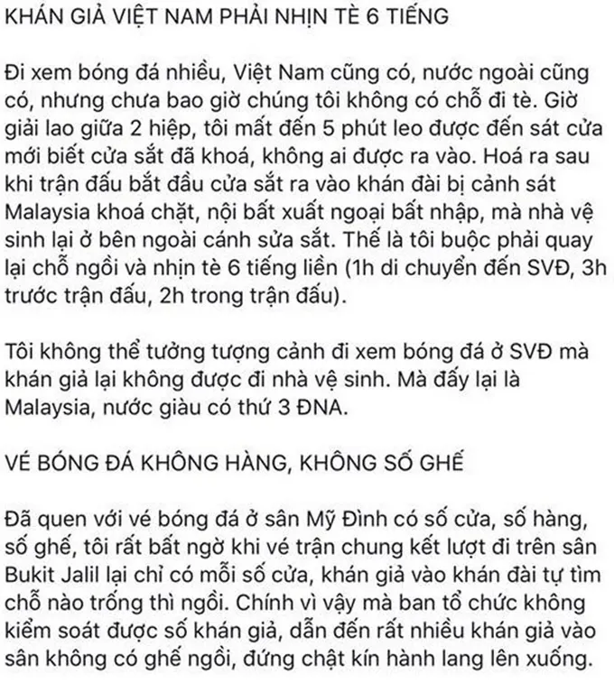 CĐV Việt Nam lên án kịch liệt HHBĐ Malaysia vì một vấn đề - Bóng Đá