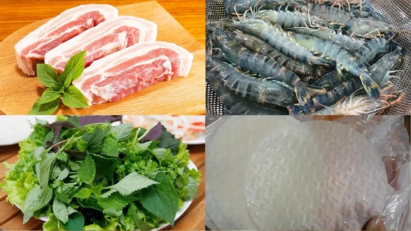 Nguyên liệu làm gói cuốn tôm thịt