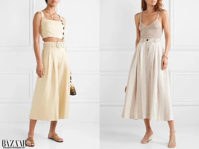 Chân váy midi được may từ vải linen sẽ “giải phóng” đôi chân của bạn không bị gò bó trong chiếc chân váy bút chì ôm sát.