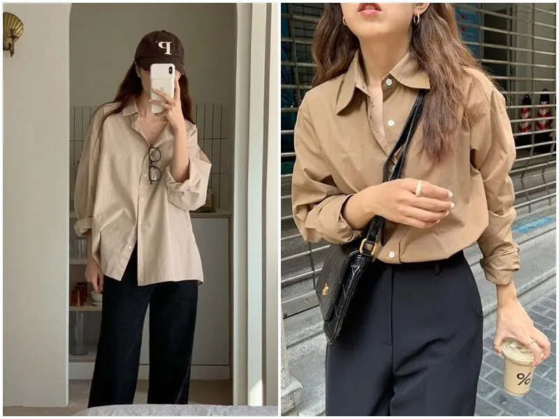 Những chiếc áo sơ mi dài tay có thể được kết hợp cùng quần âu, chân váy bút chì để tạo nên set đồ công sở hiện đại.