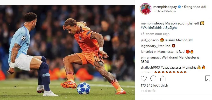 Đánh bại Man City, Depay gửi thông báo đặc biệt đến Man Utd - Bóng Đá