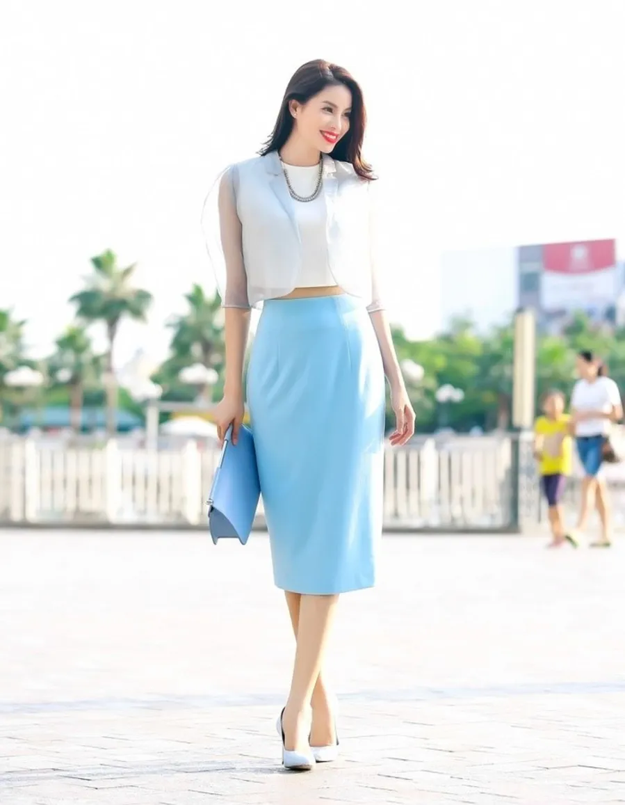 Áo croptop là một trong những item được nhiều cô nàng ưa chuộng, mix với chân váy bút chì càng tăng thêm vẻ cá tính