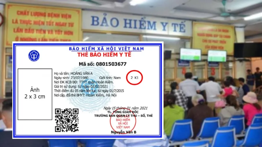 Ký hiệu mức hưởng bảo hiểm y tế được in ở góc phải mặt trước của thẻ.