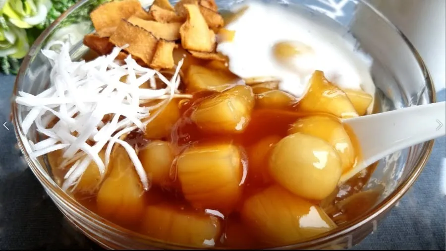 Chè sắn mochi bí đỏ