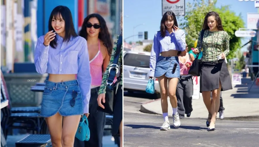 Lisa BLACKPINK diện thiết kế Denim Mini Skirt trên đường phố