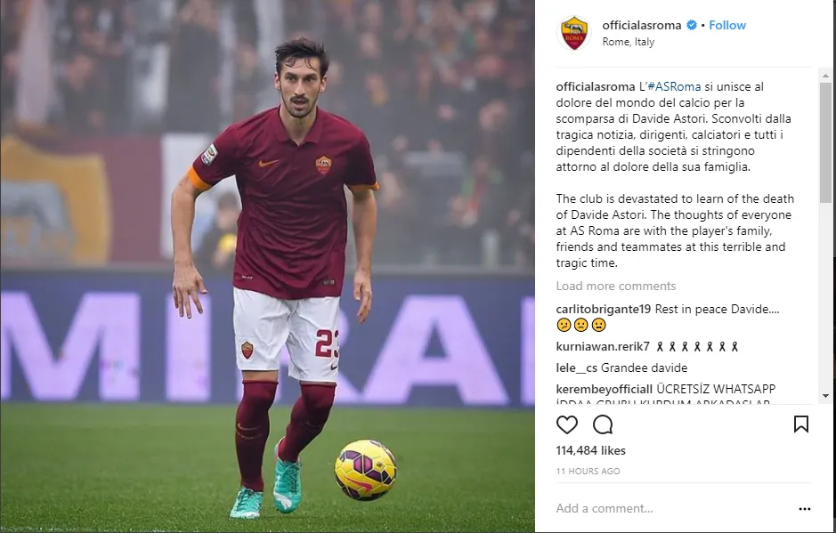 Sao Serie A ngậm ngùi trước sự ra đi của Davide Astori - Bóng Đá